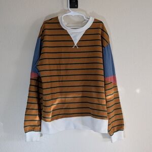 Roolee Striped Colorblock Sweatshirt XXS Cotton Blend Pullover